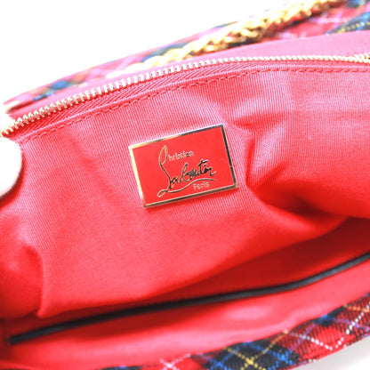 Christian Louboutin Shoulder Bag Canvas / leather Red Check Pattern Sweet charity Women Used Authentic