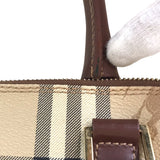 BURBERRY Tote Bag Handbag Nova Check Shadow Horse PVC coated canvas T-03-1 Beige brown Women Used Authentic