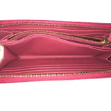 PRADA Long Wallet Purse Round zip leather 1M1157 Pink wine red Women Used Authentic