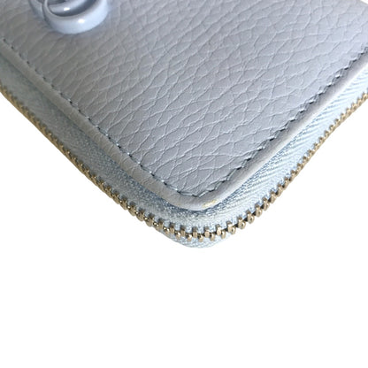 GUCCI Coin case 644412 2104 leather Light blue Compact wallet Double G Zip Around