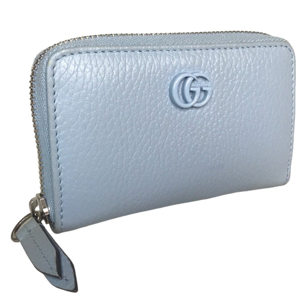 GUCCI Coin case Compact wallet Double G Zip Around leather 644412 2104 Light blue Women(Unisex) Used Authentic