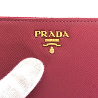 PRADA Long Wallet Purse Round zip Safiano leather 1M0506 pink Women Used Authentic