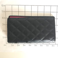 CHANEL Long Wallet Purse Cambon line lambskin A26717 black Women Used Authentic