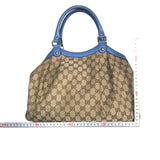 GUCCI Tote Bag Handbag Sukey GG canvas 211944 525040 Brown blue Women Used Authentic