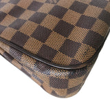 Louis Vuitton Umhängetasche Handtasche Aubagne Damier Leinwand N51129 Braune Frauen benutzten authentisch