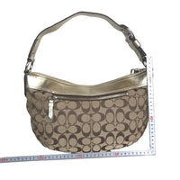 COACH Handbag Sling bag Signature canvas F13740 Beige gold Women Used Authentic