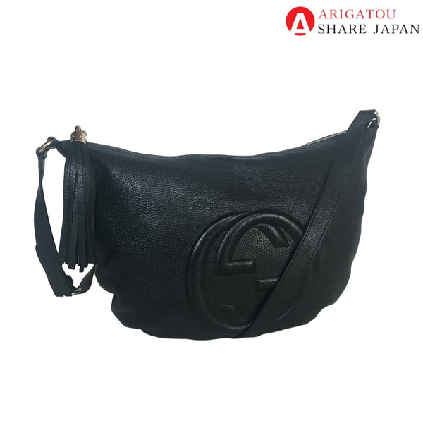 GUCCI Shoulder Bag Sling bag Soho Interlocking Tassels leather 295175 493492 black Women(Unisex) Used Authentic