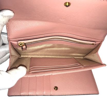 MCM Long Wallet Purse MYL6SVC69IG001 leather pink beige Vicetos Women Secondhand Authentic