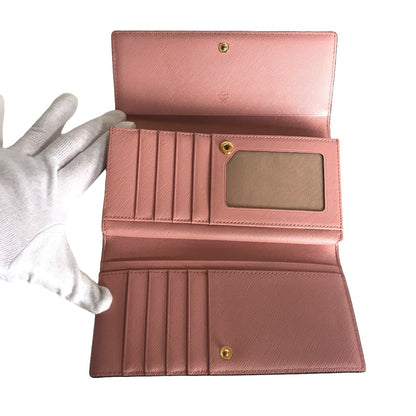 MCM Long Wallet Purse MYL6SVC69IG001 leather pink beige Vicetos Women Secondhand Authentic