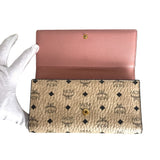 MCM Long Wallet Purse Vicetos leather MYL6SVC69IG001 pink beige Women Used Authentic