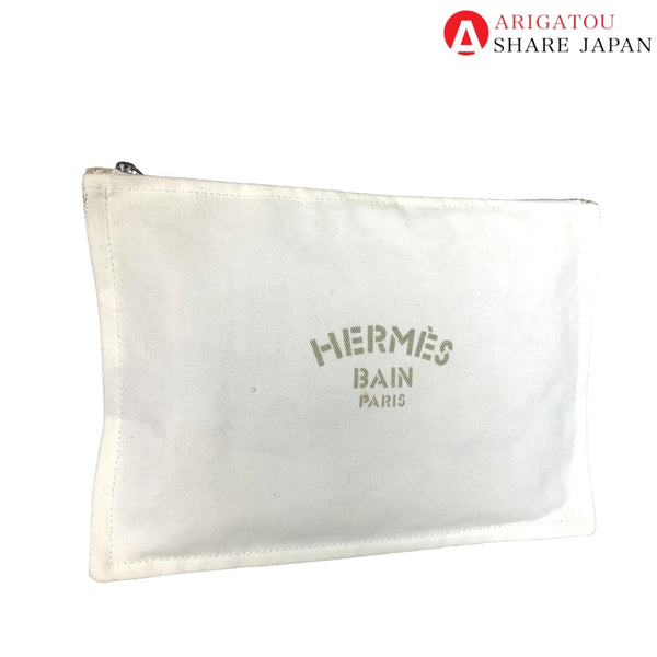 Hermes Beutel Segel Canvas Weiße Frauen benutzten authentisch