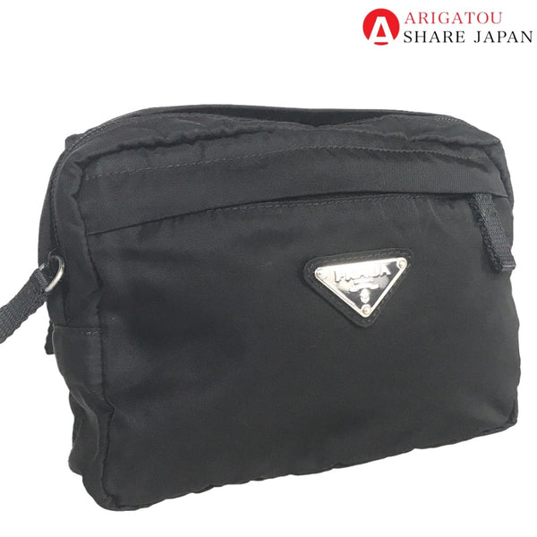PRADA Waist bag body bag Nylon black mens(Unisex) Used Authentic