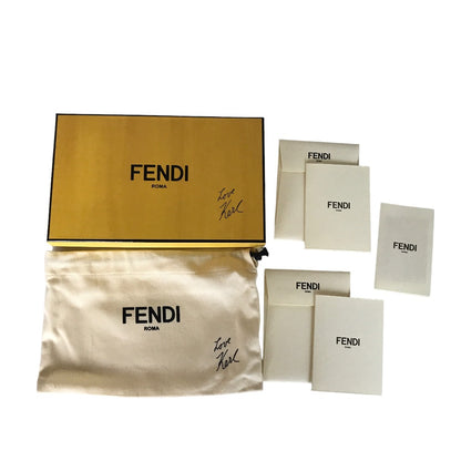 FENDI Long Wallet Purse 8M0299 7MR 168 0274 leather black white beige Round zip Women Used Authentic