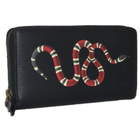 GUCCI Long Wallet Purse Round zip King snake print leather 451273 2778 black mens(Unisex) Used Authentic