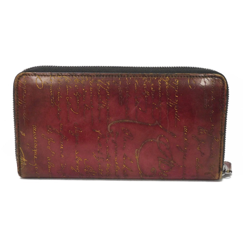 Berluti Long Wallet Purse Venice Calfskin Leather Light Saint Emilion Calligraphy Itauba Scritto Leather Long Zip Wallet