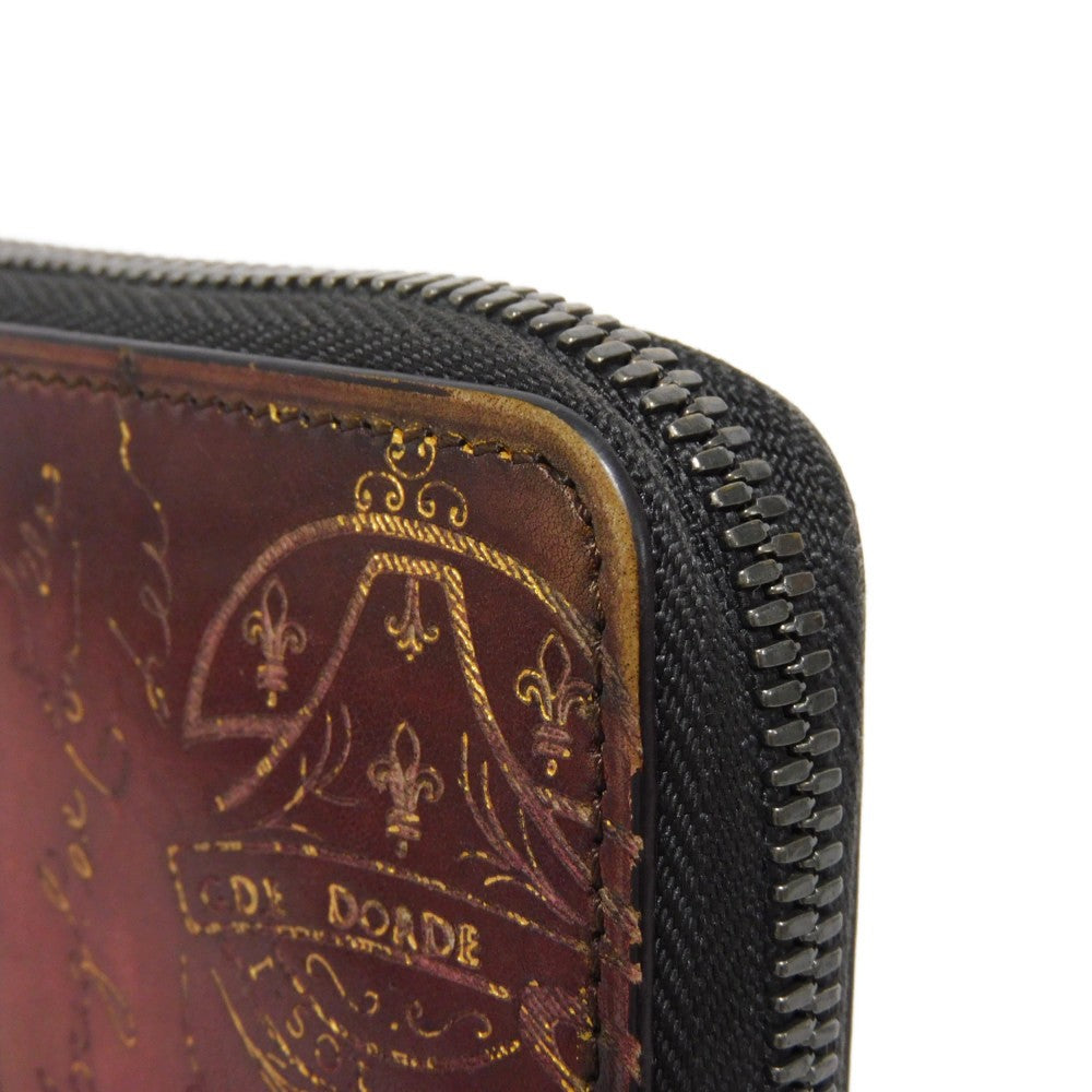 Berluti Long Wallet Purse Venice Calfskin Leather Light Saint Emilion Calligraphy Itauba Scritto Leather Long Zip Wallet