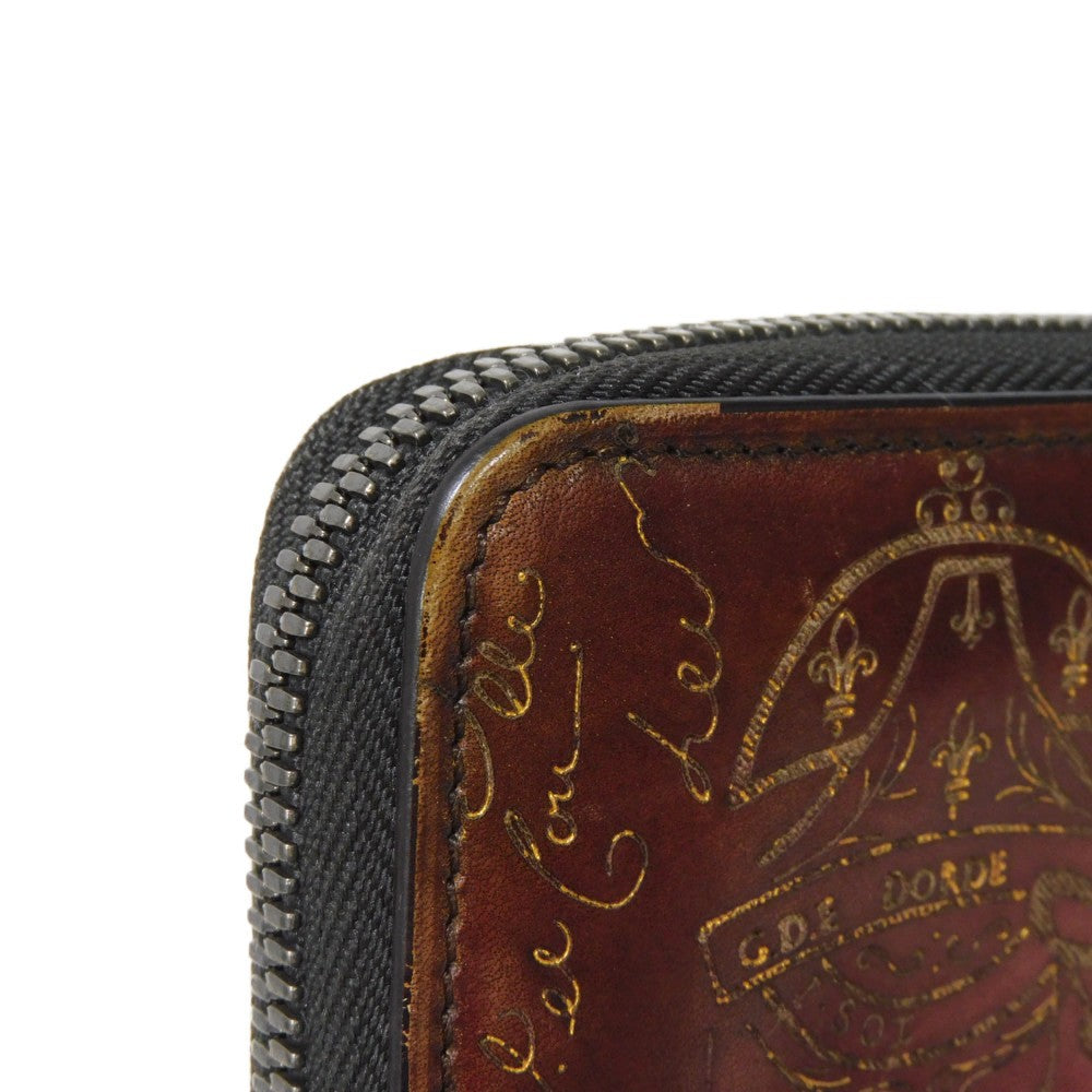 Berluti Long Wallet Purse Venice Calfskin Leather Light Saint Emilion Calligraphy Itauba Scritto Leather Long Zip Wallet