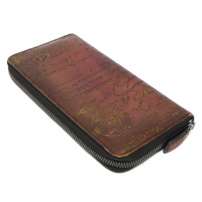 Berluti Long Wallet Purse Venice Calfskin Leather Light Saint Emilion Calligraphy Itauba Scritto Leather Long Zip Wallet