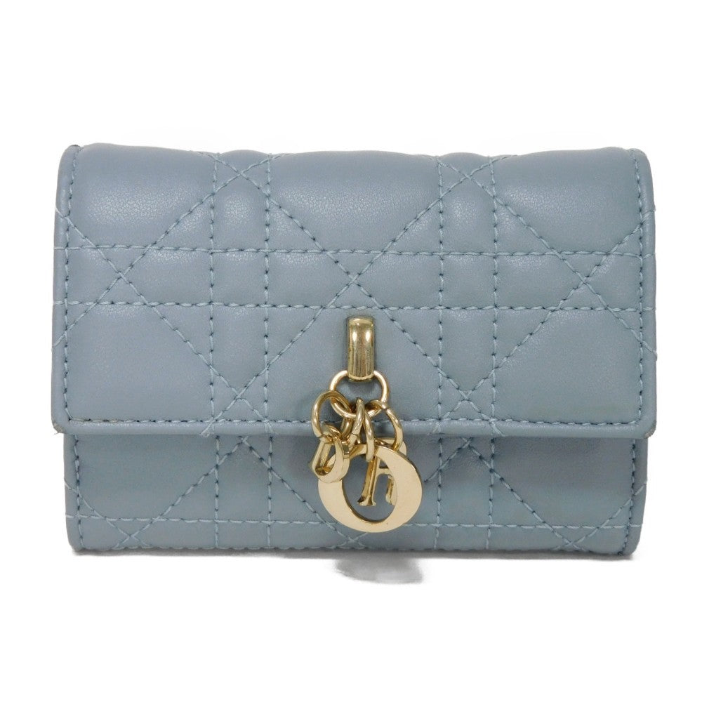 Dior Bifold Wallet S0966ONMJ_M81B lambskin Cloud blue Canage Glycine Wallet