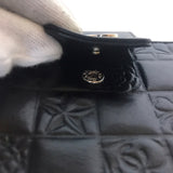 CHANEL Bifold Wallet Compact wallet Icon Line W Hook Wallet leather A24212 black Women Used 1121-2401OK 100% authentic
