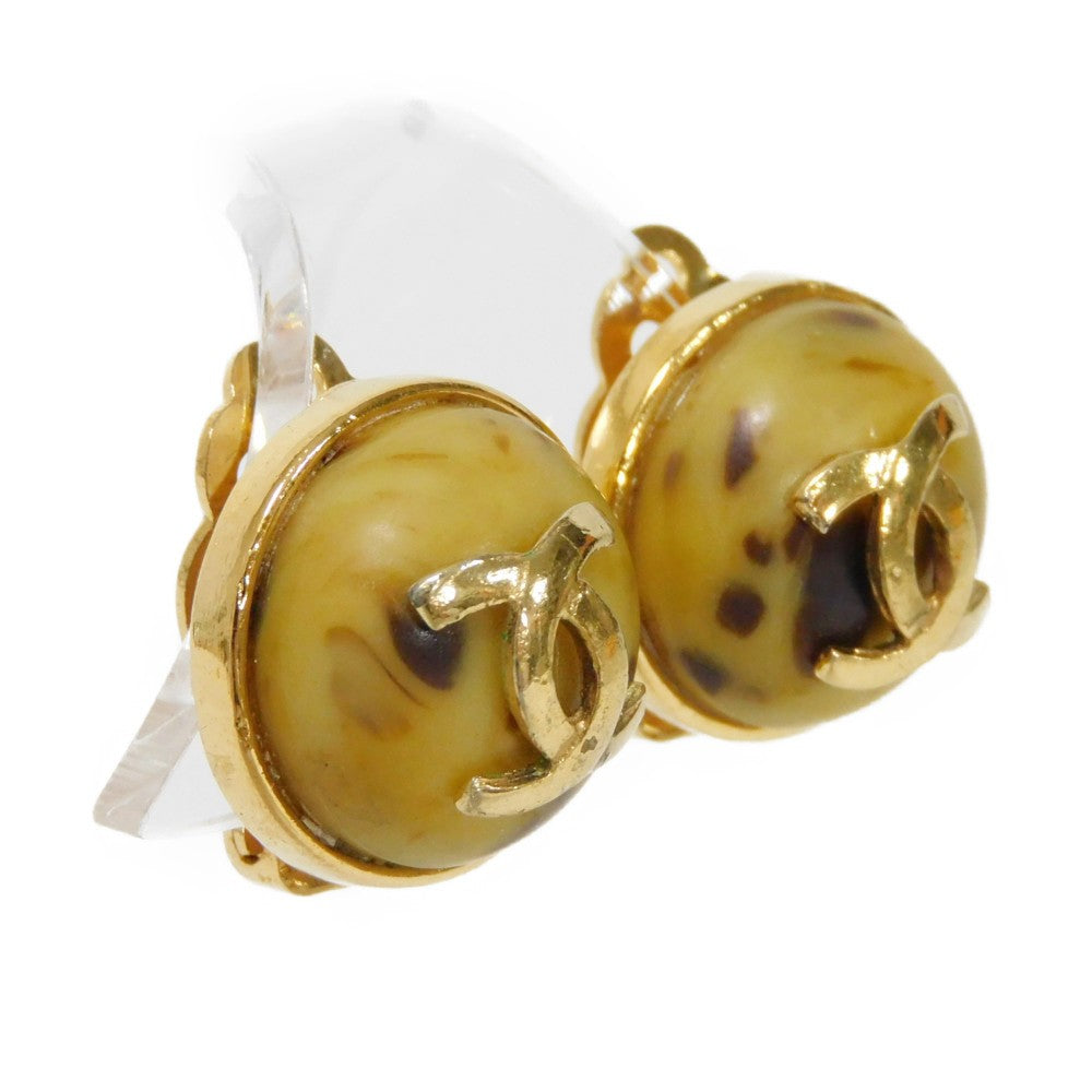 CHANEL Earring Colored stone Marble CC mark Round COCO Mark