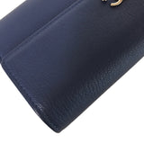 CHANEL Long Wallet Purse lucky clover flower leather A81656 blue Women Used 1125-2401OK 100% authentic