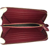 Burberry Long Wallet Purse Red Round Zip House Cheque Algodón 3975339 Mujeres rojos marrones usados ​​auténticos