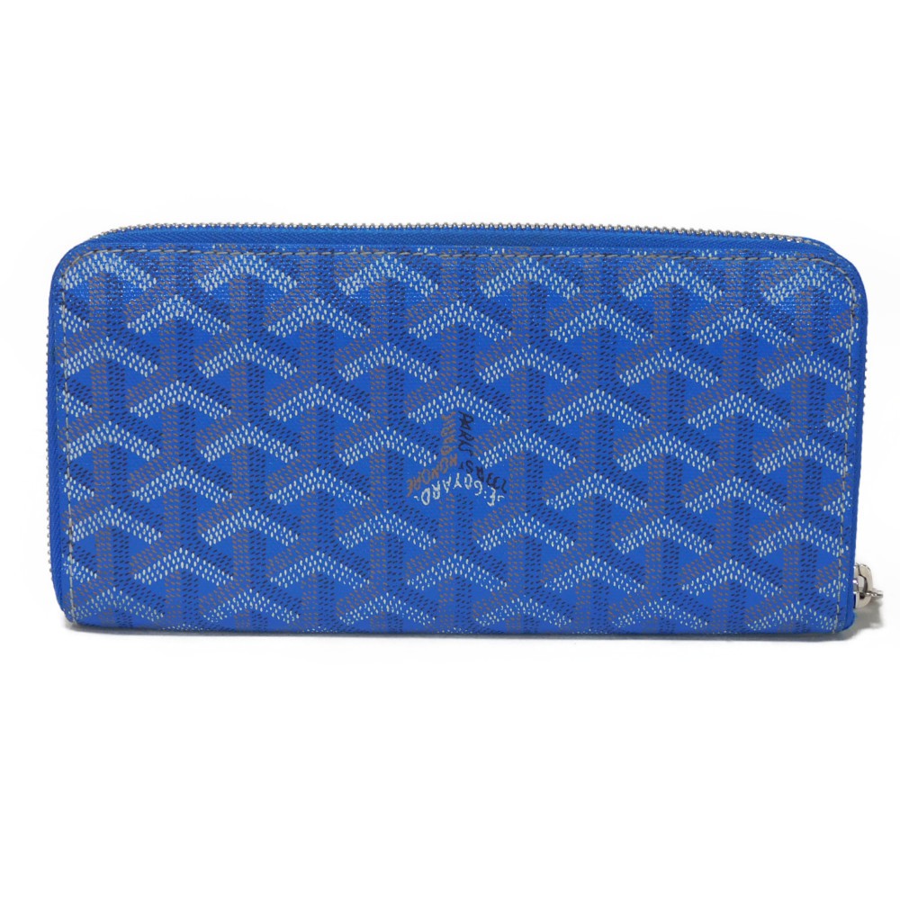 GOYARD Long Wallet Purse APMZIP GM 10 Goyardine canvas and calfskin blue Herringbone Matignon GM Wallet