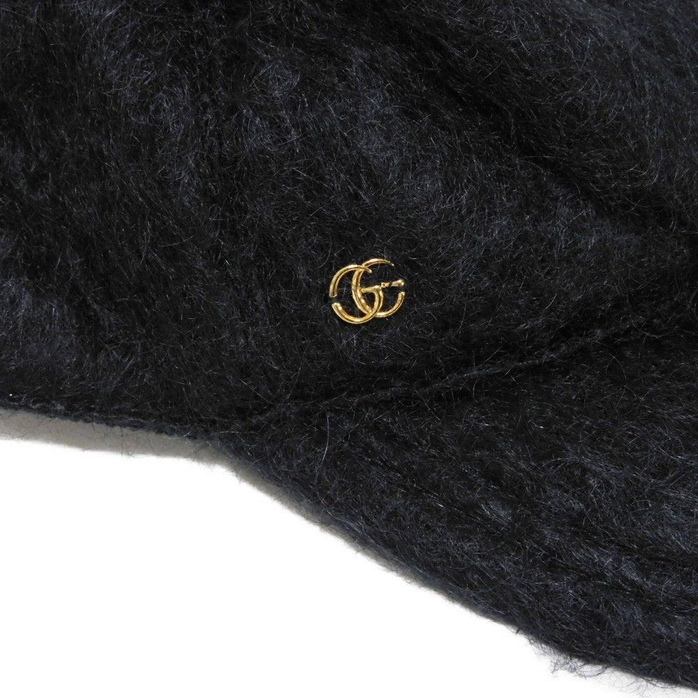 GUCCI cap 729349 3HANB 1000 Wool, Mohair: 78(%) x Wool: 16(%) x Nylon: 6(%) black GG Marmont Mohair Baseball Cap M