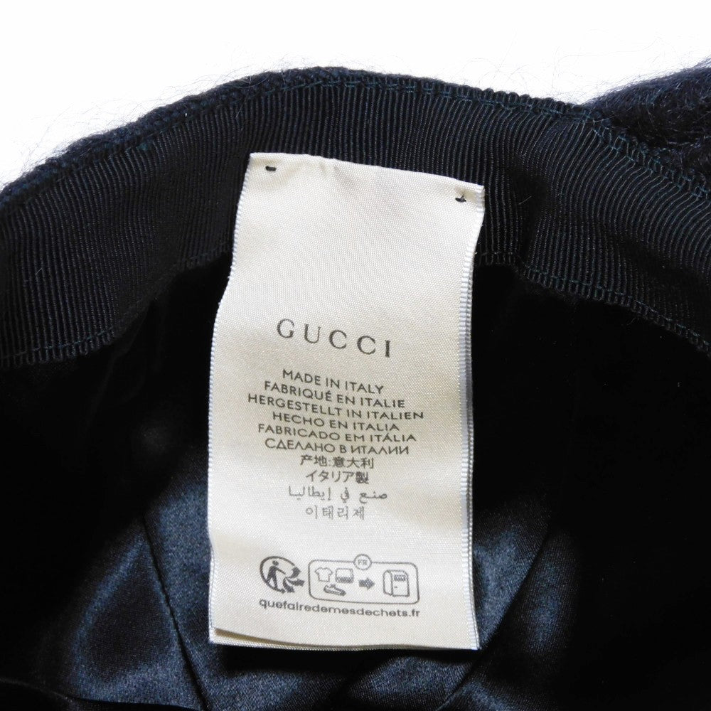 GUCCI cap 729349 3HANB 1000 Wool, Mohair: 78(%) x Wool: 16(%) x Nylon: 6(%) black GG Marmont Mohair Baseball Cap M