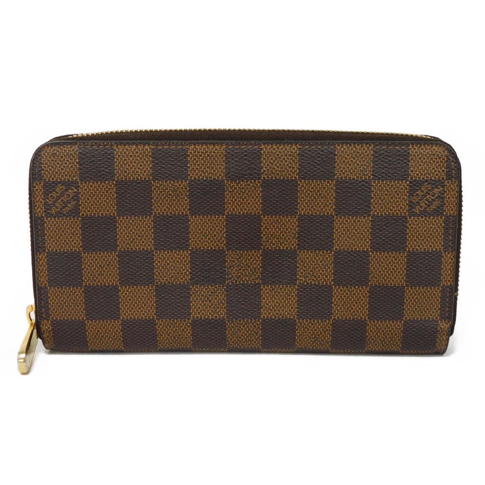 LOUIS VUITTON Long Wallet Purse N41661 Damier canvas x grain leather (embossed) Ebene Damier Zippy wallet