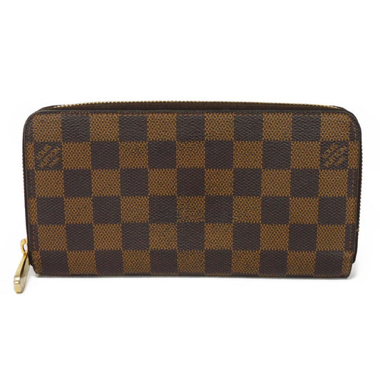 LOUIS VUITTON Long Wallet Purse N41661 Damier canvas x grain leather (embossed) Ebene Damier Zippy wallet