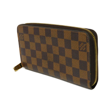 LOUIS VUITTON Long Wallet Purse N41661 Damier canvas x grain leather (embossed) Ebene Damier Zippy wallet