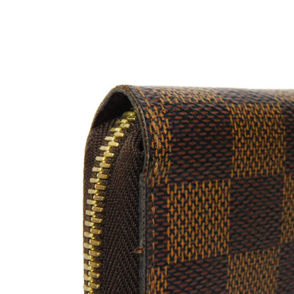 LOUIS VUITTON Long Wallet Purse N41661 Damier canvas x grain leather (embossed) Ebene Damier Zippy wallet