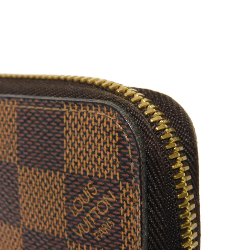 LOUIS VUITTON Long Wallet Purse N41661 Damier canvas x grain leather (embossed) Ebene Damier Zippy wallet