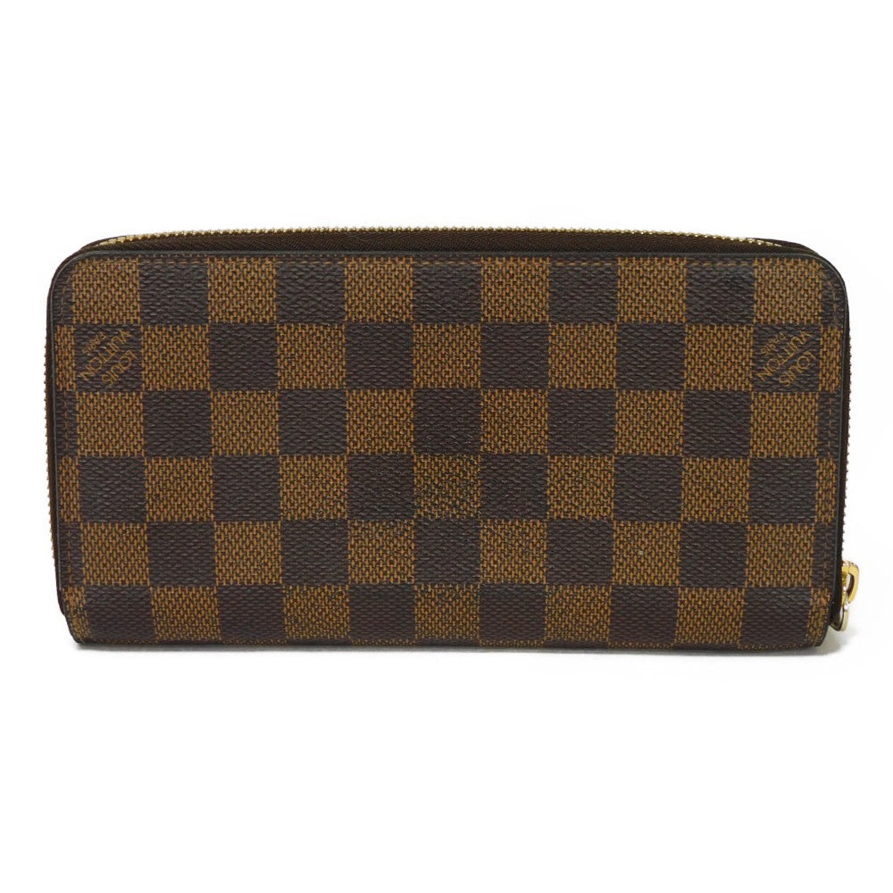 LOUIS VUITTON Long Wallet Purse N41661 Damier canvas x grain leather (embossed) Ebene Damier Zippy wallet