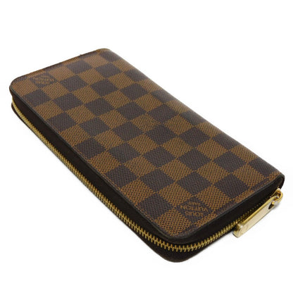 LOUIS VUITTON Long Wallet Purse N41661 Damier canvas x grain leather (embossed) Ebene Damier Zippy wallet