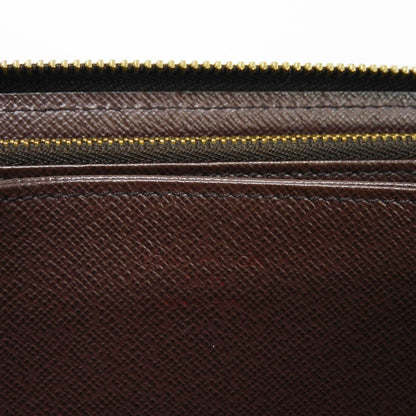 LOUIS VUITTON Long Wallet Purse N41661 Damier canvas x grain leather (embossed) Ebene Damier Zippy wallet