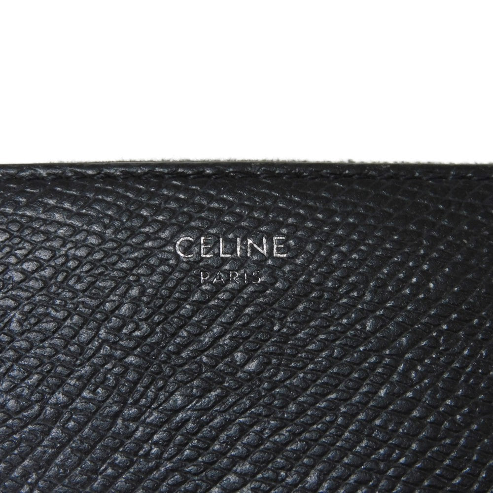 CELINE Coin case 10B66 Grained calfskin (embossed) Dark gray New logo Compact zipped wallet