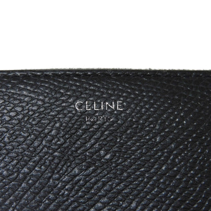 CELINE Coin case 10B66 Grained calfskin (embossed) Dark gray New logo Compact zipped wallet