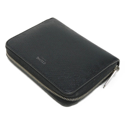 CELINE Coin case 10B66 Grained calfskin (embossed) Dark gray New logo Compact zipped wallet