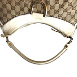 Gucci Handtasche Schlinge Abbey Nylon 189833 braune weiße Frauen verwendet authentisch