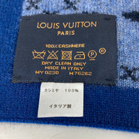LOUIS VUITTON Scarf Echarpe Monogram Flake cashmere M76262 blue mens Used Authentic