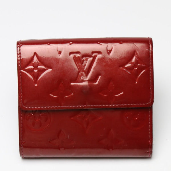 LOUIS VUITTON Bifold Wallet M93576 Monogram Vernis Rouge With card pocket Vernis W Hook Wallet Pomme d'Amour Women Used Authentic