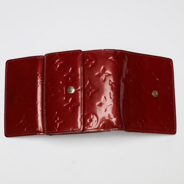 LOUIS VUITTON Bifold Wallet M93576 Monogram Vernis Rouge With card pocket Vernis W Hook Wallet Pomme d'Amour Women Used Authentic