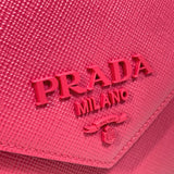 PRADA Shoulder Bag Bag Chain Logo/Crossbody monochrome Safiano leather 1BD127 pink Women Used Authentic