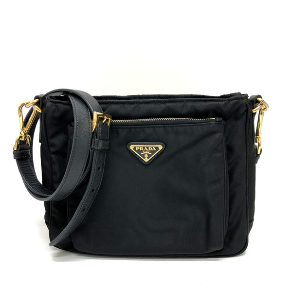 PRADA Shoulder Bag Bags Crossbody Bags Triangle logo Nylon black Women Used Authentic