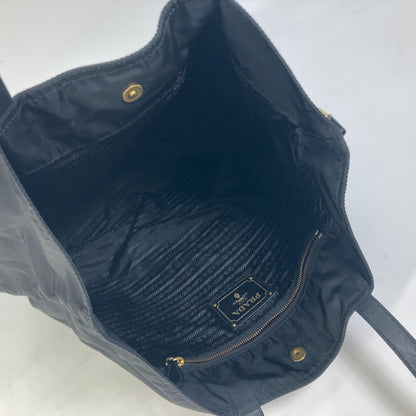 PRADA Tote Bag Nylon/Saffiano leather black Shoulder Bag Shoulder Bag teddy bear bear Women Used Authentic