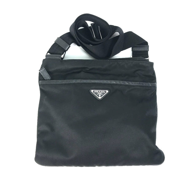 PRADA Shoulder Bag Bag Triangle logo Nylon / leather 2VH053 black mens Used Authentic