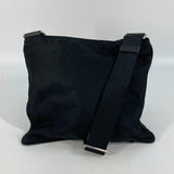 PRADA Shoulder Bag flat Crossbody pochette bag triangle logo triangle logo plate Nylon black Women Used Authentic